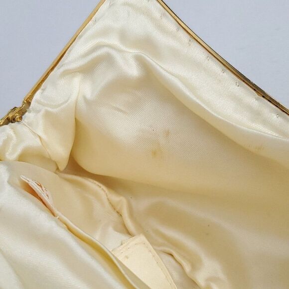 Vintage Walborg Beaded Formal Evening Bag Purse Pearlescent Iridescent Cream - Picture 7 of 9